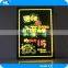 Acrylic LED light display advertising board / color changing LED magic writing board