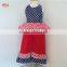 Red White and Blue Polka Dot and Chevrons Ruffled Pant Set Fashion Children Frocks Designs 2016 HSS7861