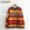 Cotton pullover sweatshirt with colorful stripes for women