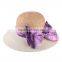 Lady floppy colorful dot ribbon straw hat