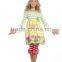 Wholesale girls ruffle pants sets beauty printed raglan ruffle shirt and pants