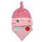spring style stripe smiling face pattern newborn hat with bibs