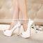 China golden supplier green and white princess sexy crystal light mouth high-heeled wedding shoes