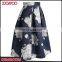 2017 Wholesale Customed Fashion Girl Flower Blue Midi Printed Women Umbrella Skirt