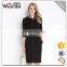 2016Half Sleeve Zipper Slim Women One-Piece Dress Black And White Striped Ladies Jacket Evening Dresses