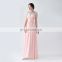 Hot Sale A Line Sleeveless Floor Length Ruffle Jewel Chiffon Beaded Lace-up Peplum Backless Women Prom Dress