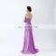 Popular Youthful Purple Chiffon Sheath Sleeveless Mini Sweep Train Appliqued Beaded Backless Women Prom Dress