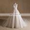 Noble Scoop Neck Corded Flowers Puff Aline Wedding Dress Long Train Sleeveless