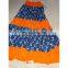 Women's Designer Handmade Cotton Printed Blue Orange Skirt girls wear long Dress party Wear