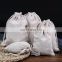 High Quality Sample Stock Different Size White Organic Cotton Drawstring Bag Custom Logo