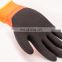 10 Gauge HIVIS Orange Fleece Line Black Micro-foam Latex Palm Winter working gloves
