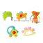 cartoon shape hot selling food grade bpa free baby teether set for gift