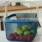New Manufacture Hot Selling Popular Metal Wire Iron Black Picnic Fruit Basket With Wood Handle Kitchen Home Storage Basket