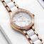 SINOBI Elegant Bracelet Ladies Wristwatch Dazzling Diamond Jewelry Watch Ceramic Images Band Quartz Watches S9581L