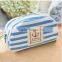 Canvas Cosmetic Makeup Bag Navy Style Stripe Pencil Case