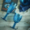 Navy Blue Colored Vintage Embossed Flute Wine Goblet Water Glassware And Ice Cream Glass Cup