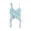 European and American style women's new layered decorative printed silk mesh asymmetrical top
