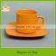 Small capacity cololful square shape cup/ ceramic coffee mug with saucer tea set, LJ-3002