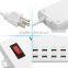 6 gang extension cable socket with usb port multiple outlet USA use 100v-125v surge protection