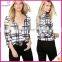 Long sleeve wrap front sexy women blouse 2016
