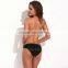 The Mystery of Elastic Straps - RELLECIGA Black Strappy Push-Up Bandeau Top & Strechy Cheeky Low Waist Bottom Swimwear