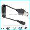 Retractable usb to 2.1mm barrel plug male dc cable