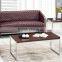 Coffee color leather modern waiting room sofa