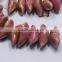 Bead porcelain pink 23X9mm bullions with Chinese character on the middle drill