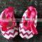 pink baby/infant/ Toddlers chevron crib shoes with ribbon bow