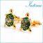 Lovely Green Turtle Men Shirt Gold Cufflinks