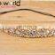 Chinese Handmade Fancy Wedding Pearl Rhinestone Wide Lace Headband for Women