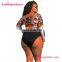 Two Piece Long Sleeves Printing Flower Women Sexy Swimwear Girls Bathing Suit