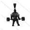 Mens Sport Charms Stainless Steel Dumbell Charm Bodybuilder Pendant Charms Fitness Necklace Jewelry