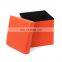 RTS Cube Pouf Modern Home Furniture Waterproof  Foldable  PVC Leather Ottoman Storage