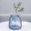 New Design Modern Luxury Nordic Blue Flower Shaped Glass Vase Decoration For Wedding Decor