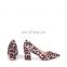 Women classic pointed toe block heel sexy pumps leopard print sandals ladies footwear shoes
