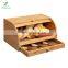 Natural Bamboo Single-Layer Bread Box With Storage Drawer At The Bottom, Large-Capacity Storage Cabinet For Kitchen