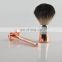 rose gold  round shape metal  handle shaving safety razor brush