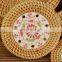 Hot Selling Rattan Coasters with holder Ceramic Pattern Centerpiece High Quality Wholesale in Bulk
