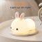 Rabbit LED Night Lights Touch Sensor Remote Control RGB Dimming USB Rechargeable Silicone Bunny Lamp for Children Girls Gift