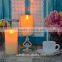 flameless real wax candle remote control moving wick led dripping candle