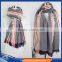 Factory price women's grey stripe cashmere feeling acrylic scarf with fringe