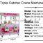 Good Price Coin Operated Two Players Plush Novelties Triple Catcher Crane Clawing Game Machine