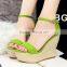 Summer New Style ladies Platform Sandals Mujer Plataforma Sexy PU Open Toe Wedge Sandals fashion wedge Shoes
