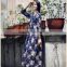 flapper Rural floral print mum plus size long sleeve cotton maxi dress