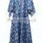 Designer Cotton Hippie Dress Block Printed Women Long Dress Floral Long Tunic Umbrella Dress Bias Dress Blue Bell Dress