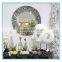 Silvery decorative crystal mosaic oval bathroom wall concave mirror