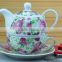 2015 newly item one person new bone china coffee pot and cup