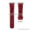Red Chrismas Bling Crystal Leather Loop Steel lock Band For Apple Watch iwatch 38&42mm