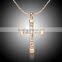 Jewelry 2 Colors Crystal Cross Pendant Rhinestone Gold And Silver Tone Necklace